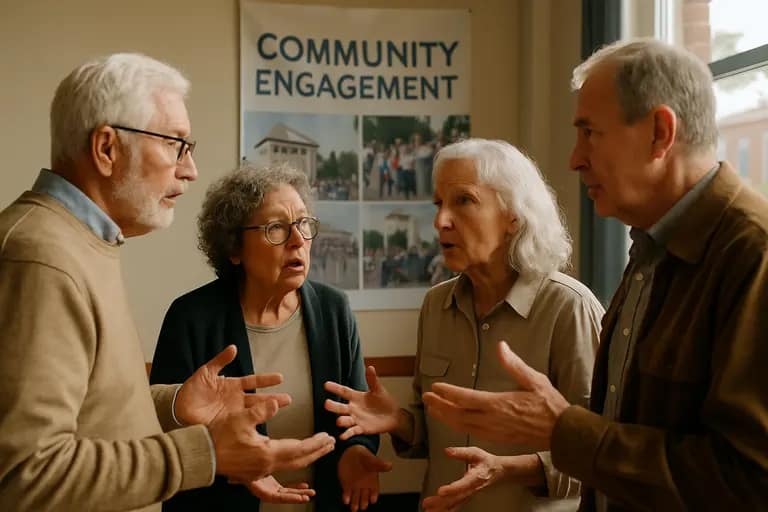 Neighbors listening during a public infrastructure discussion