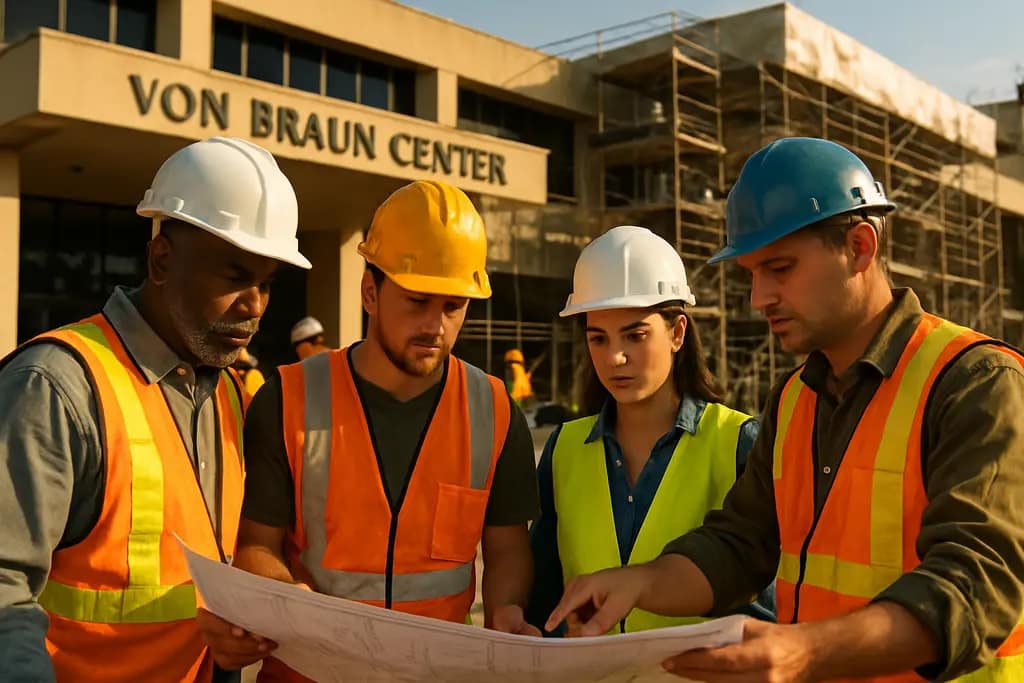 Von Braun Center exterior near downtown Huntsville event streets