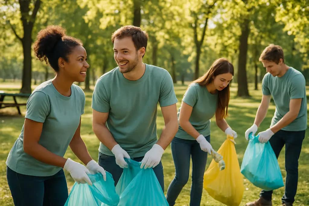 Residents gather supplies for a Trinity clean-up day near a public park