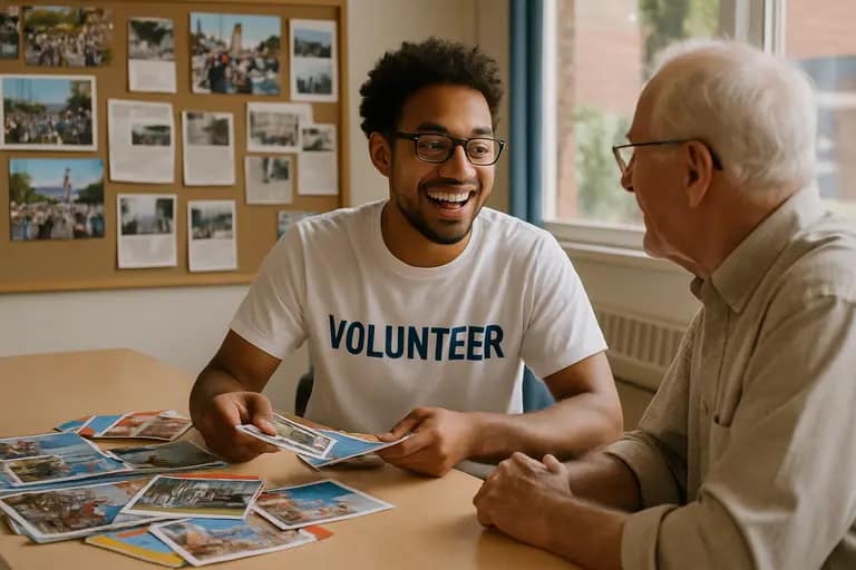 Resident reading school district mail at a table